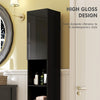 Tall Bathroom Cabinet, High Gloss Storage Cabinet with Doors and Adjustable Shelves, 11.8