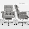 High Back Office Chair, Reclining Desk Chair with Footrest, Swivel Base, Rolling Wheels, Light Grey