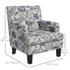 Upholstered Armchair, Mid-Century Accent Chair with Floral Pattern, Nailhead Trim for Living Room, Bedroom, Multicolour