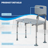 6-Level Adjustable Bath and Shower Transfer Bench Aluminum Chair with Non-Slip Feet, Armrest & Backrest Grey