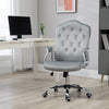 Office Chair, Velvet Computer Desk Chair with Swivel Wheels, Adjustable Height, Tilt Function, Button Tufted, Grey