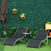 Pool Chaise Lounge Chairs Set of 2, S-shaped Foldable Outdoor Chaise Lounge Chair Reclining for Patio Beach Garden With 264lbs Weight Capacity, Black