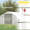 13 x 9.8ft Walk-in Polytunnel Greenhouse, Zipped Roll Up Sidewalls, Mesh Door, 8 Mesh Windows, Plant Labels and Gloves, Wind Resistance, White