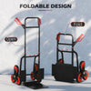 6-Wheels Stair Climber Trolley Cart, Hand Truck and Dolly, Foldable Steel Load Cart, 264lbs Capacity, Black and Red, Black, Red