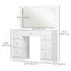 Makeup Vanity Table, Dressing Table with Mirror and Lights, Modern Makeup Table with 7 Drawers and 10 LED Lights, White