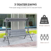 3 Seat Outdoor Swing Chair Steel Swing Bench Porch Swing With Adjustable Canopy, Coffee Tables and Cushion for Patio Garden, Dark