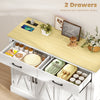 7 Gallon Tilt Out Garbage Cabinet, Kitchen Island with Charging Station, 2 Drawers, 4 Door Racks