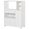 Compact Kitchen Pantry Cabinet Server Hutch Storage Buffet with Microwave Oven Stand Drawer and Shelves, White
