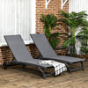 Outdoor Lounge Chair Set of 2, Tanning Chair with Wheels, Breathable Mesh for Patio, Backyard, Poolside