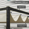 10x7ft Pergola with Retractable Roof Outdoor Patio Sun Shelter Garden Grape Tent Water-resistant Yard Shade, Cream White