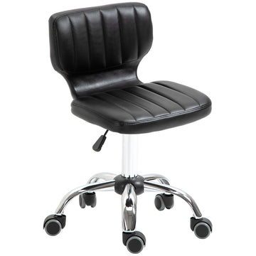 Tabouret de salon roulant, ajustable en hauteur, en cuir PU, avec dossier et roulettes, pour salon de beauté, spa, tatouage, bureau à domicile, noir