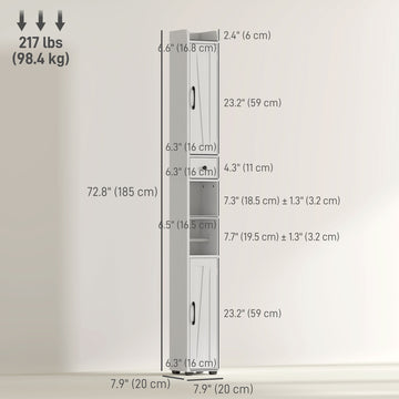 Narrow Bathroom Cabinet, Tall Bathroom Storage Cabinet with Barn Doors, Drawer and Adjustable Shelves, Brown Wood Grain