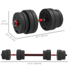 Soozier 66lbs 2-in-1 Adjustable Dumbbells Weight Set, Dumbbell Hand Weights Barbell for Body Fitness, Lifting Training for Home, Office, Gym, Black and Red