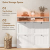 Shoe Cabinet with 2 Large Flip Drawers, Farmhouse Narrow Shoe Storage Cabinet with 2 Top Compartments, White