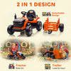 Qaba 12V Kids Ride On Tractor with Trailor, Remote Control, Music, Lights, Shifter, for Kids Ages 3-8 Years, Orange