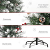 5ft Decorated Christmas Tree with Red Berries and Pine Cones, Flocked Christmas Tree with Pencil Shape, Green