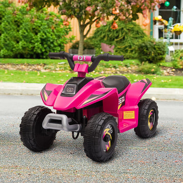 Kids Ride on ATV, 6V Battery Powered Quad Car with Forward, Reverse Switch, for Boys Girls 18-36 Months, Pink