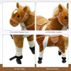 Qaba Kids Rocking Horse, Large Walking  Ride on Toy  for Toddlers 3 year old, Baby Plush Animal Rocker with Sound and Wheel, Brown