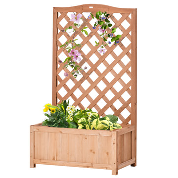 Wood Planter with Trellis for Vine Climbing, Raised Garden Bed to Grow Vegetables for Backyard, 28