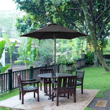 6.6FT Patio Umbrella, Outdoor Parasol with 6 Solid Ribs, Black
