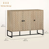 Modern Sideboard, Buffet Cabinet with Adjustable Shelves, 3 Chevron Doors for Living Room, Hallway, Oak Wood Grain