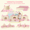 Qaba 12 PCS Modular Kids Play Couch, Child Sectional Sofa for Toddlers, Convertible Foam and Floor Cushion, Pink