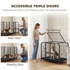 37 Inch Heavy Duty Dog Crate, Large Metal Dog Cage with Lockable Wheels and Removable Tray