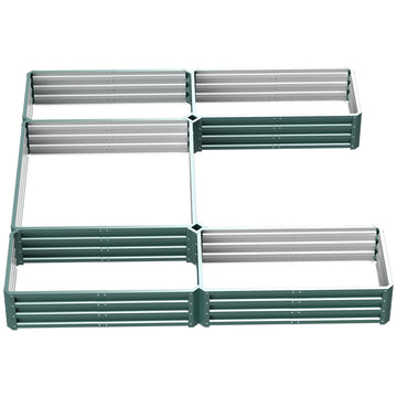 Steel Raised Garden Bed, Set of 5 Large Box Planters for Outdoor Plants Vegetables Flowers Herbs, 8x8x1ft, Green