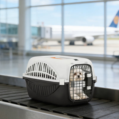 Airline Approved Pet Carrier for Mini Dogs and Cats with Steel Wire Door, Water Bowl, for Car, Airplane, Outdoor, Balck