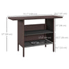Bar Height Outdoor Rattan Table, Patio Wicker Bar Table with 2 Storage Shelves, 55.1