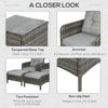 5 Pieces Wicker Patio Furniture Sofa Set Thick Padded Cushions, Outdoor PE Rattan Conversation Coffee Set with Armchairs, Footstools and Glass Top Table, Light Grey