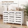 Shoe Cabinet with 3 Slatted Doors, 3-tier Shelving Rack Cabinet with Adjustable Shelves for 15 Pairs of Shoes, White