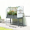 Galvanised Raised Garden Bed with Greenhouse Cover, Metal Elevated Planter Box with Bed Liner, Bottom Shelf, Dark Grey