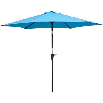 8.5' Round Aluminum Patio Umbrella Garden Parasol Market Sunshade Tilt Canopy w/ 6 Ribs, Crank Handle, Blue
