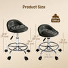 PU Leather Rolling Stool, Height Adjustable Swivel Salon Chair with Backrest and Foot Rest for Spa, Tattoo, Black