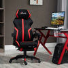 Chaise de gaming ergonomique style course avec repose-pieds, appuie-tête, siège pivotant inclinable à dossier haut et hauteur réglable, noir et rouge