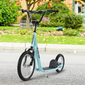 Youth Kick Scooter with Adjustable Handlebar and 16'' Inflatable Rubber Wheel for Kids and Teens 5+ Year Old