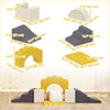 Qaba 7-Piece Baby Soft Play Set, Indoor Soft Play Gym Activity Play Set for Crawling, Sliding and Playing, Yellow