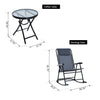 3pc Patio Rocking Chair Set, Folding Outdoor Rocking Chairs and Table Bistro Set w/ Breathable Mesh Seat & Backrest, Headrest for Park, Backyard, Garden, Grey
