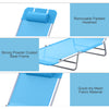 Outdoor Lounge Chair, Portable Adjustable Reclining Seat Folding Chaise Lounge Patio Camping Beach Tanning Chair Bed with Pillow, Blue
