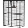 Metal Cat Cage with Waterproof Cover, 4 Platforms, Hammock, Washable Cushions for 1-3 Kittens, 46.5