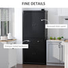 Long Standing Kitchen Cabinet w/ 2 Drawers MDF Board, Black