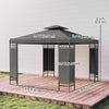 10 x 10 FT Canopy Gazebo, Double Roof Patio Gazebo with Screen Panels and Metal Frame for Deck, Backyard