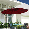 9.7ft Offset Patio Umbrella Garden Hanging Parasol Banana Cantilever Umbrella with Base, Crank, Wine Red