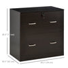 2 Drawer File Cabinet with Lock, Office Filing Cabinet, Hanging Bar for Letter Size, Home Office, Espresso
