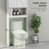 Over The Toilet Cabinet, Modern Bathroom Above Toilet Storage with Barn Doors and Open Shelf, White