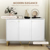 Sideboard Buffet Cabinet with 3 Doors, Modern Storage Cabinet with Adjustable Shelves & Center Leg, White