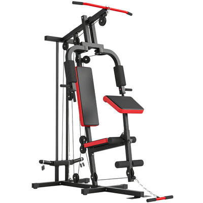 Soozier Home Gym Equipment, Multifunctional Weight Machine with Pulley System for Full Body Strength Training, Black