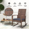 Outdoor PE Rattan Rocking Chair, Garden Glider Rocking Chair, Wicker Patio Chair Set with Armrest and Cushion, Dark Blue