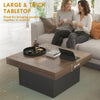 Square Coffee Table with 16-Colour LED Lights, 35-inch Modern Center Table for Living Room, Walnut